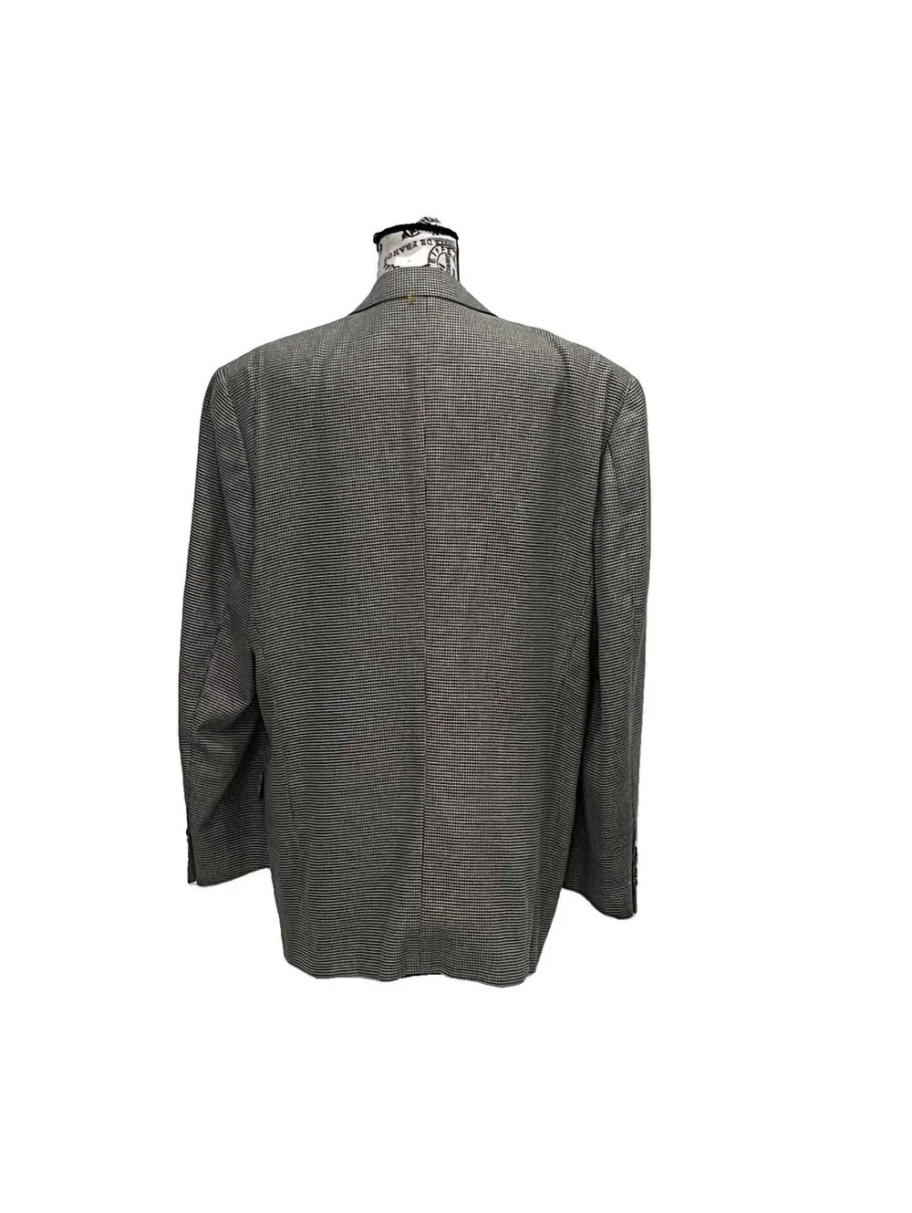 Vintage Joseph Abboud Silk Wool Houndstooth Sport Coat Blazer 44R Union Made USA